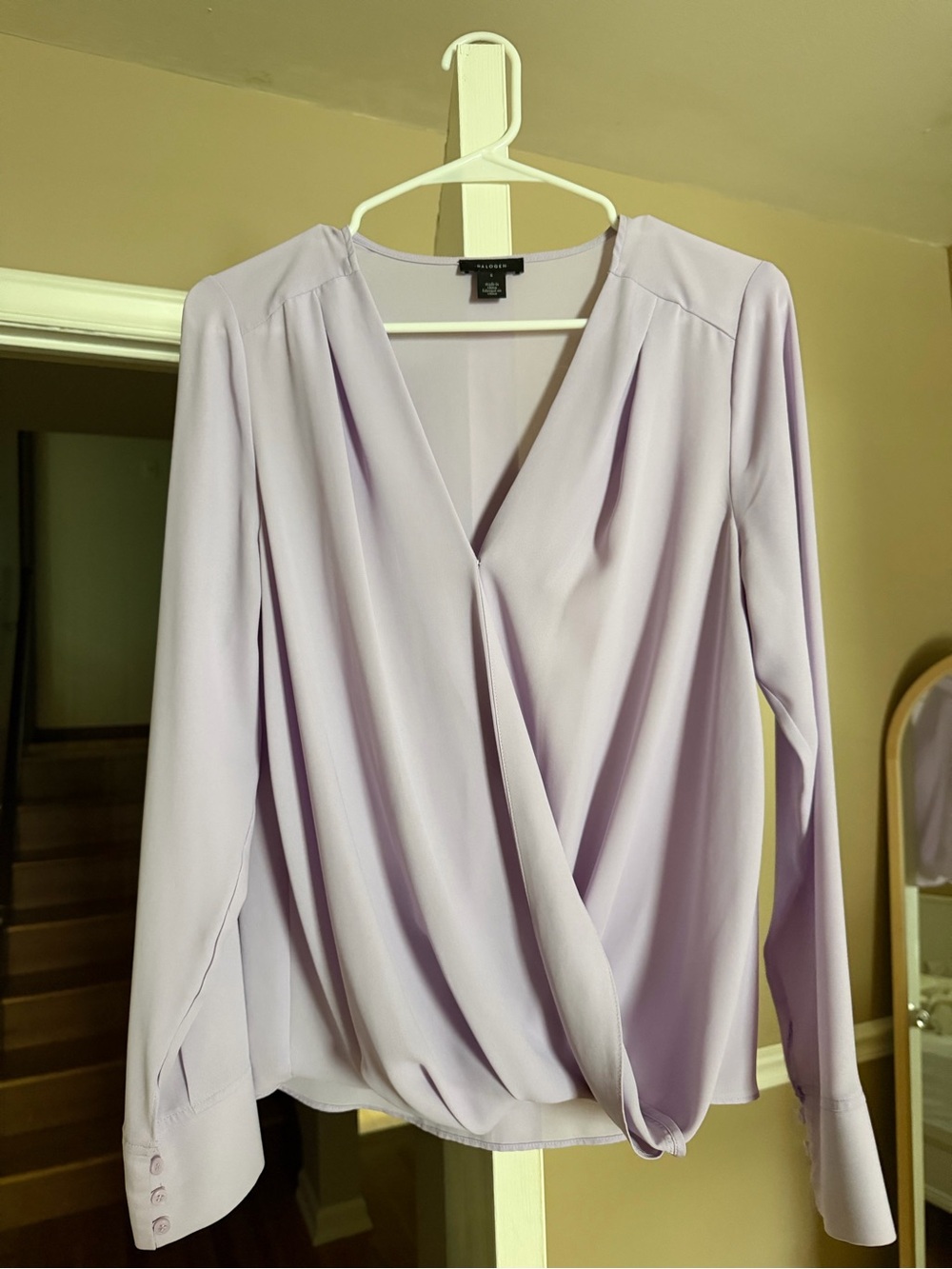 Halogen Lavender Surplice Long-Sleeve Blouse